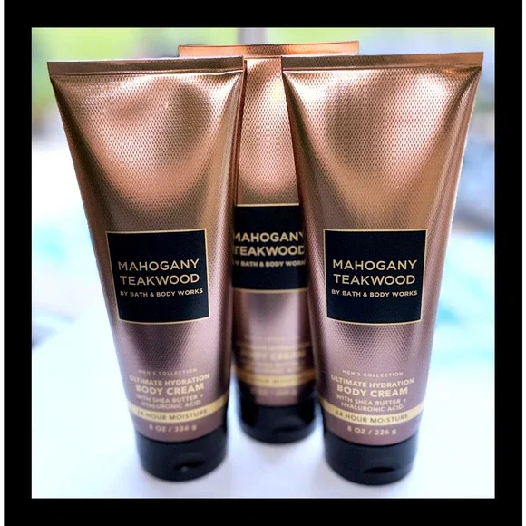 Bath & Body Works Mahogany Teakwood for MEN 8oz Ultimate Hydration Body Cream x3