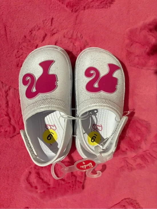 Barbie Silver Glitter Mary Janes with Hot Pink Ponytail Accent