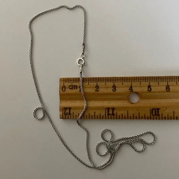 Unisex 19.5” 925 silver wheat chain necklace 1mm 19.5 inches 1 mm