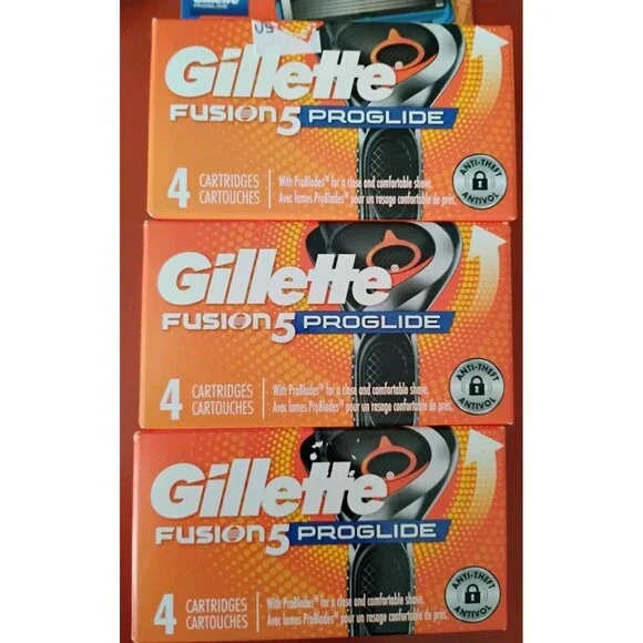 3 Gillette Fusion 5 Proglide Blade Refills - 12 Cartridges Total