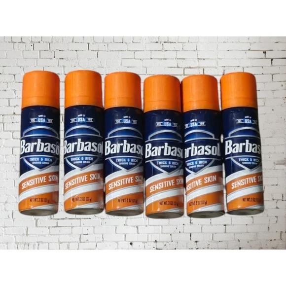 Barbasol Thick & Rich Shaving Cream Sensitive Skin 2 0z Teavel Size 6pk