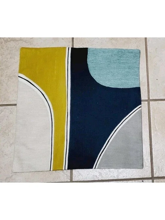 West Elm Color Block Pillow Cover Throw Accent Modern Crewel 19