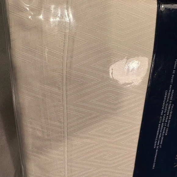 RALPH LAUREN Hayden Queen Tan White Geometric Patterned Duvet Cover NWT $500