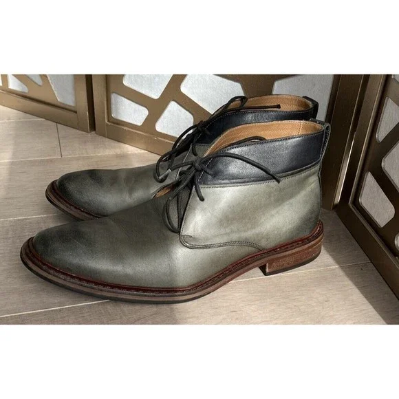 Cole Haan Williams Welt II Denim Grey Burnished Leather Chukka Boots 11 W Wide
