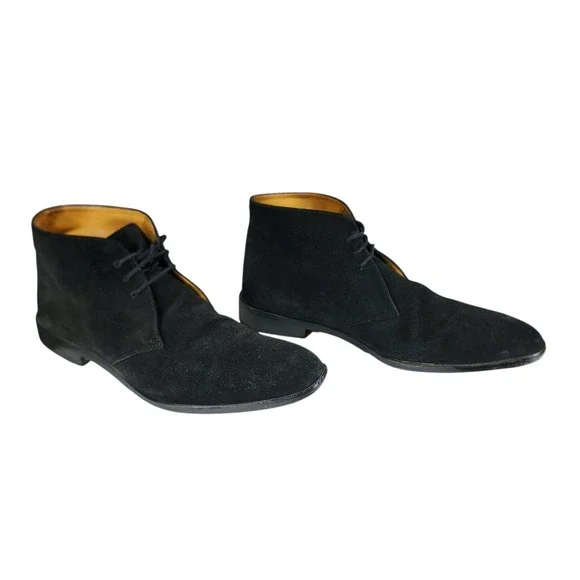 Carlos by Carlos Santana Chukka Boots sz 11 Men Black Suede Leather Lace Up READ