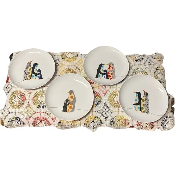 West Elm Penguin Dessert Plates Set of 4, 8.5