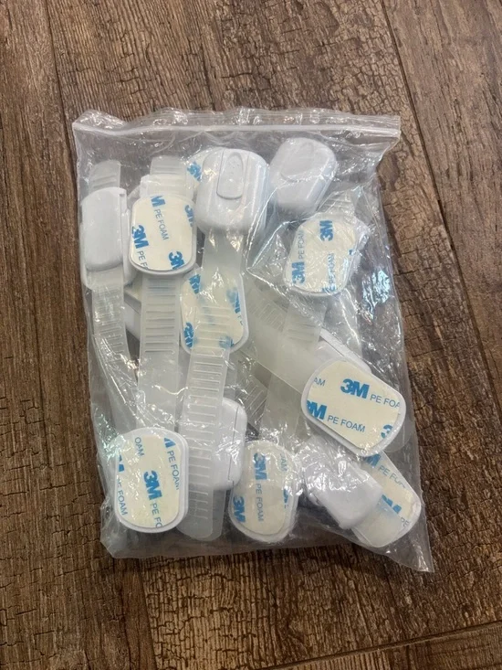 White Child Safety Cabinet Locks – Pack of 10 Adhesive Straps