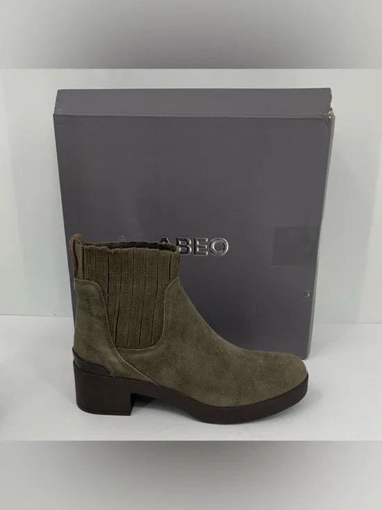 ABEO Capital Chelsea ankle boots suede leather olive green chunky new 8