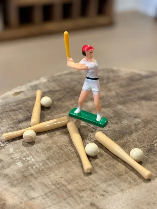 Vintage Softball Lady Baseball Bats and Balls 9 PC Cake Toppers