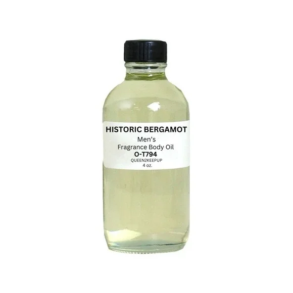 Historic Bergamot (Men) Body Oil 4 oz Fragrance All Natural Scent