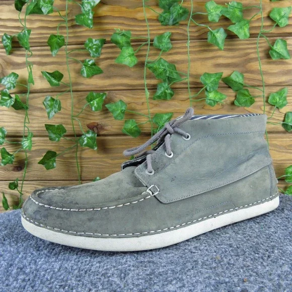 UGG Kaldwell Men 10.5 Gray‎ Leather Chukka Boots Casual Lace-Up Moc Toe Comfort