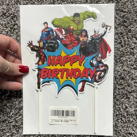 Colorful Superhero Birthday Cake Topper