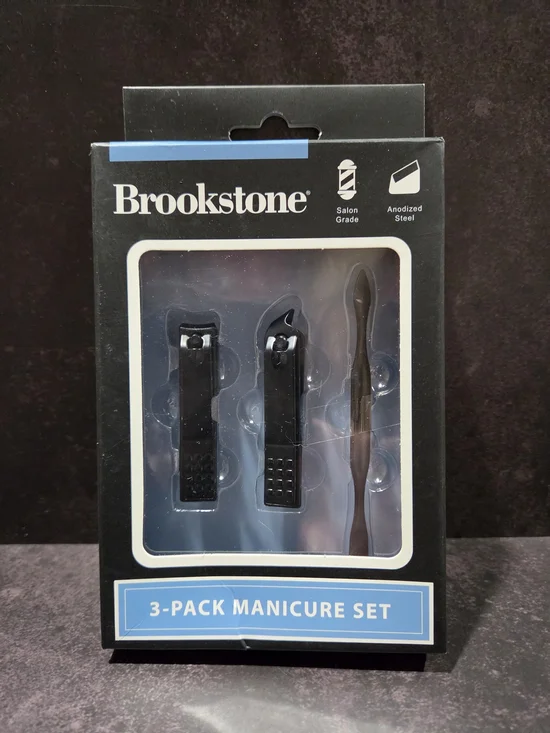 Brookstone Anodized Steel Black 3-Pack Manicure Set