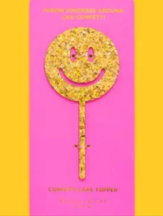 NWT Gold Smiley Confetti Cake Topper