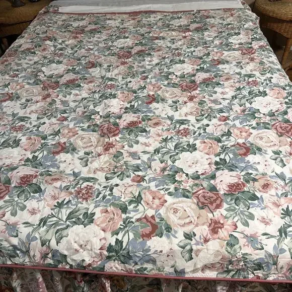 VTG Croscill Arbor Rose Full Queen Duvet Comforter Floral Ruffle Cottage Country