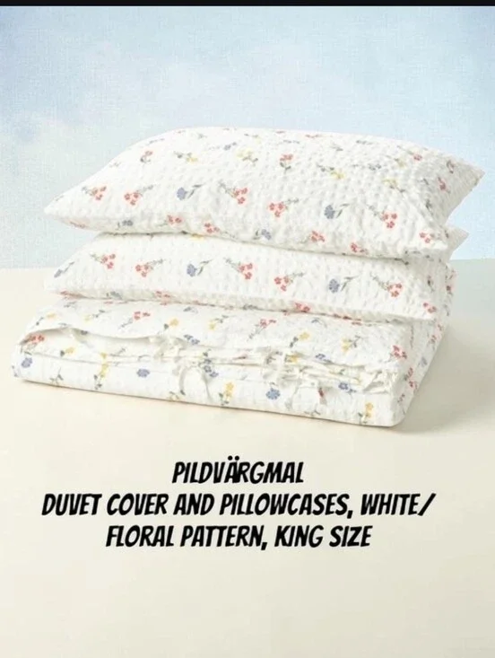 White Floral Duvet Cover & Pillowcases - King Size