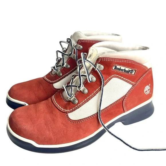 VTG Timberlands Red Suede Euro Women's Lady Field BT Hiking Boots Size 8.5 | 39‎