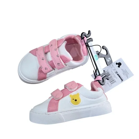 Disney Baby Winnie the Pooh Toddler Sneakers Size 5 Pink White Velcro NEW‎