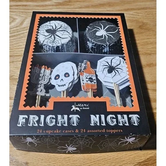 Meri Meri Halloween Fright Night Cupcake Kits - 24 Cases and 24 Assorted Toppers