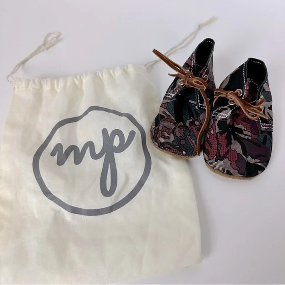 HTF Unique Mon Petit Shoes Oxfords Size 3 Leather Camouflage Baby Shoes‎