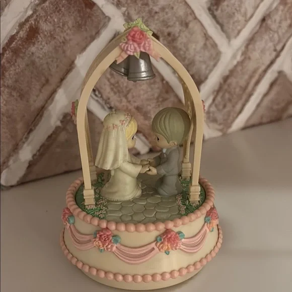 Vintage French Wedding Cake Topper with music box