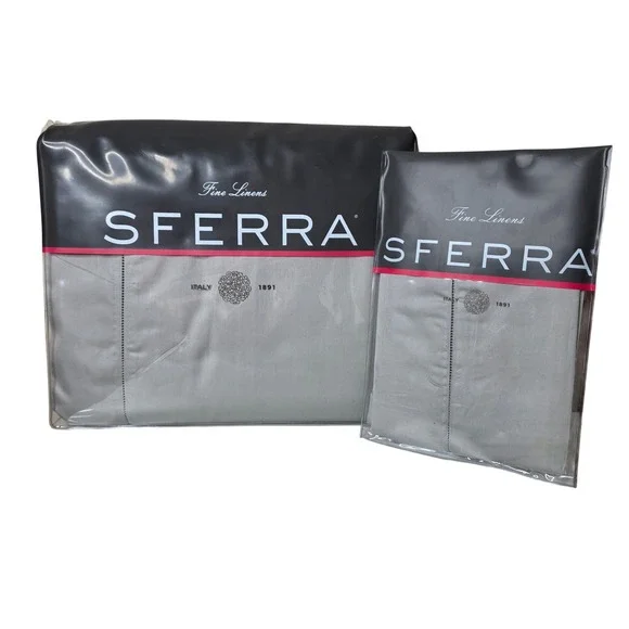 SFERRA Fiona 3200 Twin Duvet Cover‎ with Standard Pillow Sham Gray Made in Italy