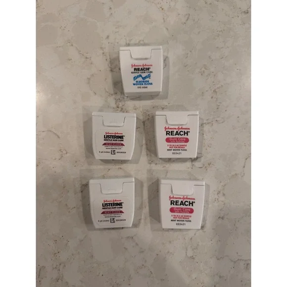 Lot of 5 Johnson & Johnson Reach Listerine Gentle Gum Care Floss 5yd Travel