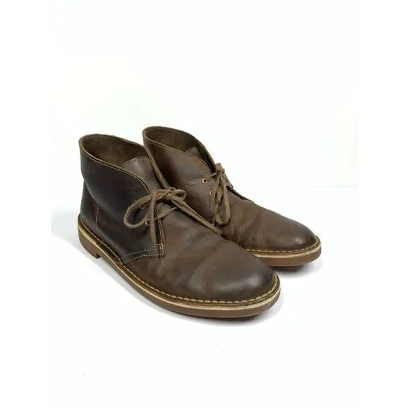 Clarks Bushacre 2 Dark Brown Leather Chukka Boots Size Mens Size 8.5