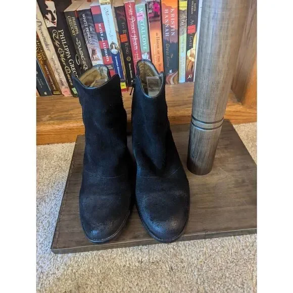 Fly London Women’s Size EU 40 US 10 Black Suede Ankle Booties Boots Heeled
