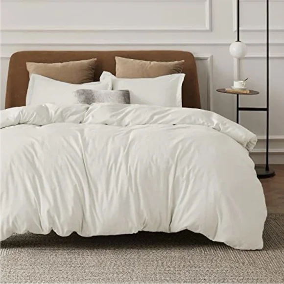 Ivory White Duvet Cover King Size Set