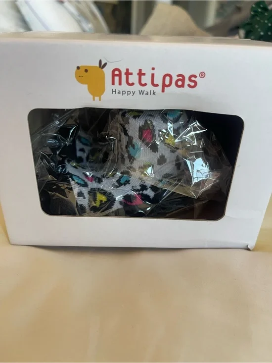 Attipas Happy Walk Kids Leopard Print Sock Shoes Made in Japan NEW
