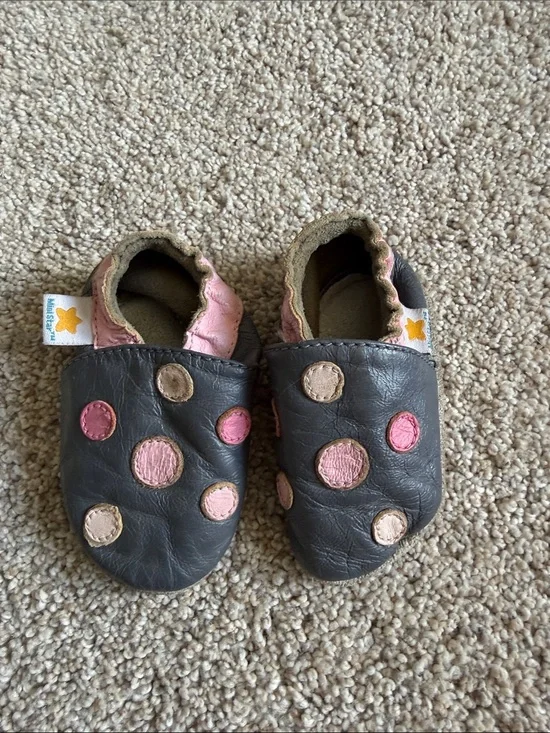 Mini Star Baby Leather Slip-On Polka Dot Walkers Moccasin