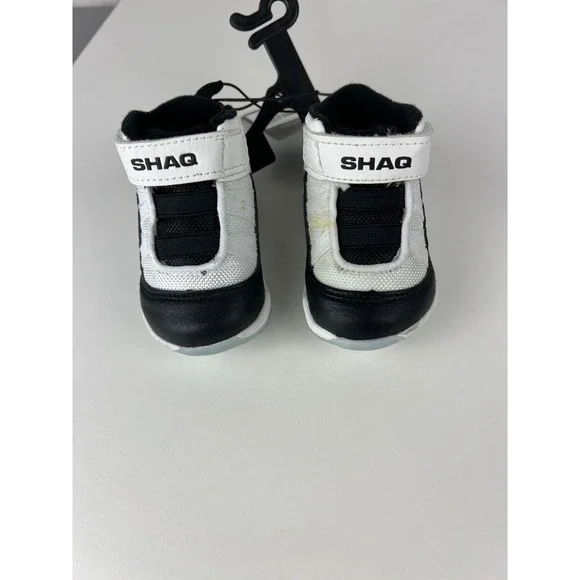 Shaq Infant Boys High Top Athletic Basketball Sneakers‎ White Black Size 2 NEW