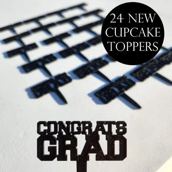 24 Congrats Grad Graduation Cupcake Cake Toppers Picks New Party Supplies DIY