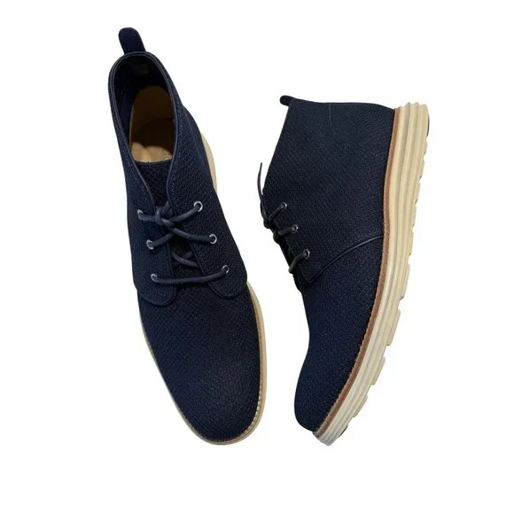 NIB Cole Haan Lunar Grand Chukka Boots Blazer Navy Blue Ivory Mens size 11 C1242