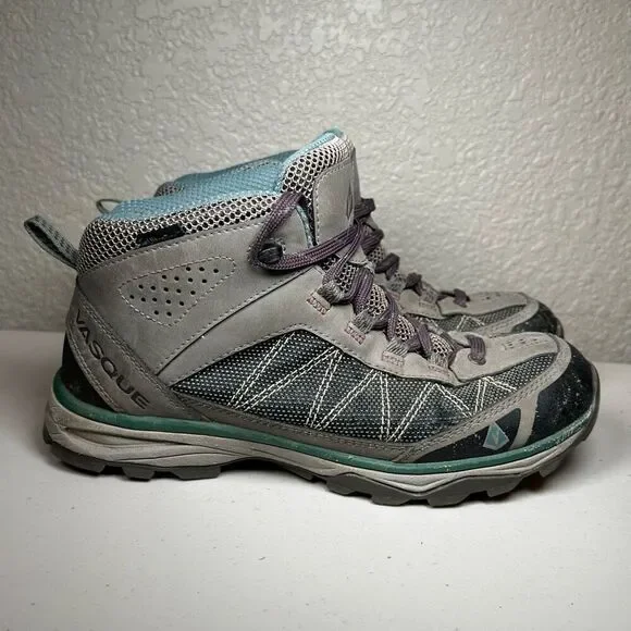 Vasque Womens 8 Monolith Hiking Boots Gray Leather Outdoor Shoes Ankle Lace Up
