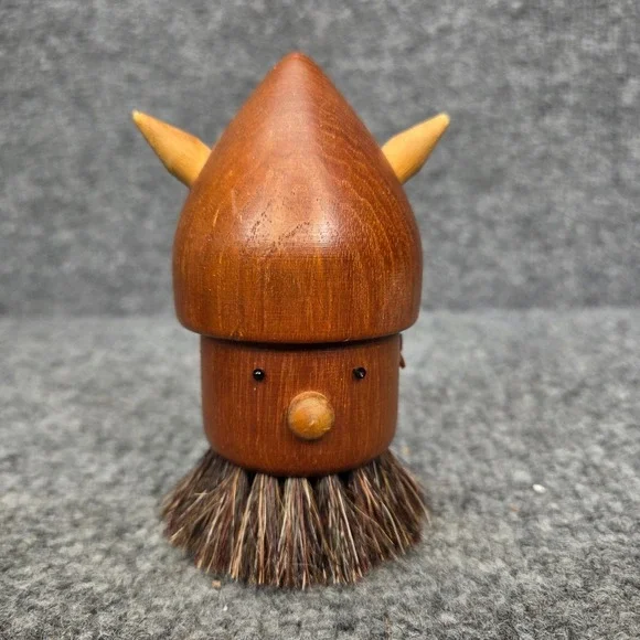 Vintage MCM Teak Wood Scandinavian Danish Viking Brush For Clothes Shoes Etc