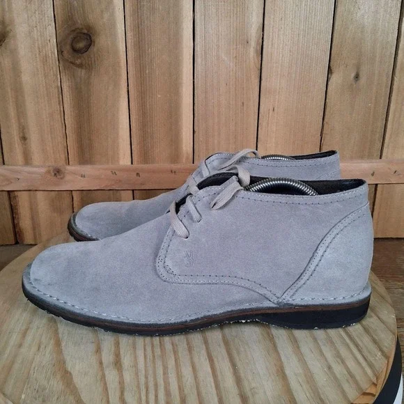 John Varvatos Chukka Boots Mens 9.5 Gray Suede Ankle Casual Leather Lined