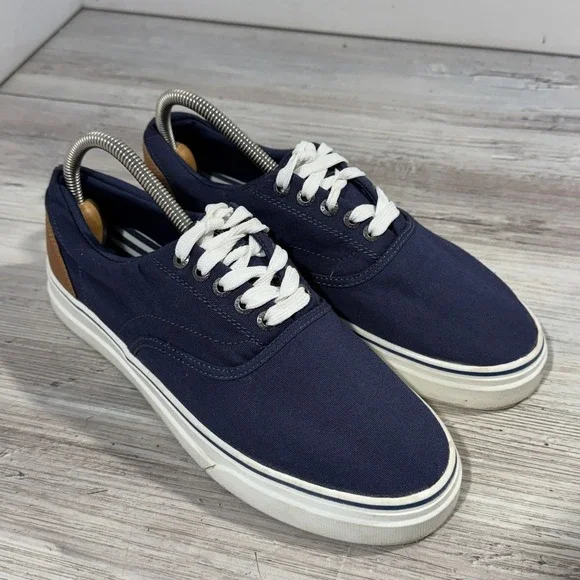 Chaps Canvas Sneakers Men's Size 7.5 Blue Low Top Lace Up Memory Foam Shoes