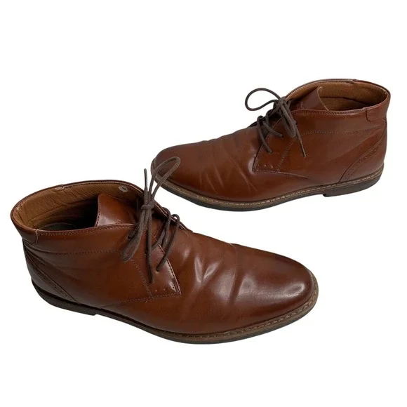Nunn Bush Men's 9M Brown‎ Leather preppy Chukka Boots Lace Up Dress Casual Shoes