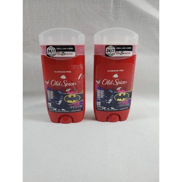 (2) Old Spice Batman Dark Knight Black Cherry & Nightfall Scent Deodorant 3 oz.