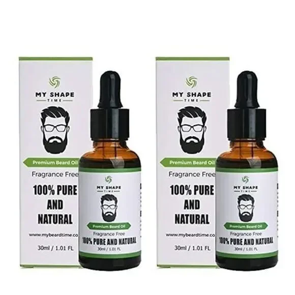 Beard Oil 100% Pure Natural Premium Beard Oil, Fragrance Free MY SHAPE -2pack