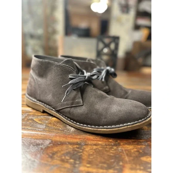 Robert Wayne Mens Suede Chukka Boots‎ Dark Gray Lace Up Desert Boots Size 13