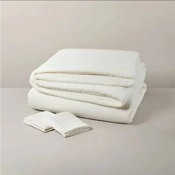 Hearth & Hand Fine Lined Linen Blend Duvet Set Sour Cream