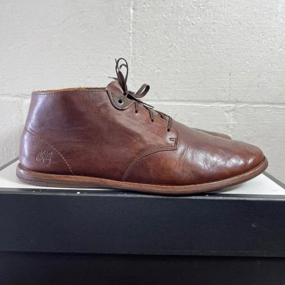 Timberland A152E Brown Leather Chukka Ankle Boots Lace Up Men's Size 9.5 US