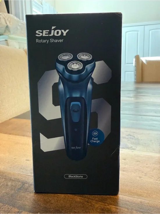 SEJOY BlackStone Men's 3-Head Rotary Facial Shaver, Washable, USB Fast Charge