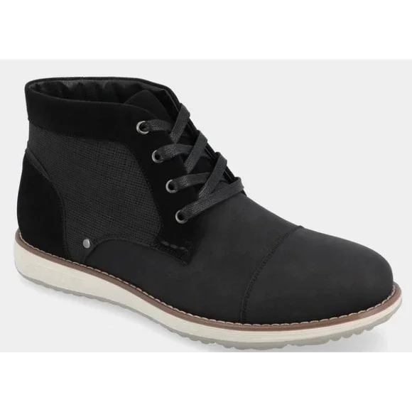 Vance Co‎ Mens Black Tru Comfort Foam Chukka Boots Cap Toe Lace Up Casual Shoes