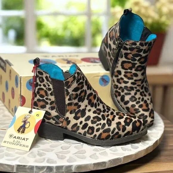 Ariat Lil’ Stompers “Lucy” Leopard Print Toddler Western Cowboy Booties Size 6