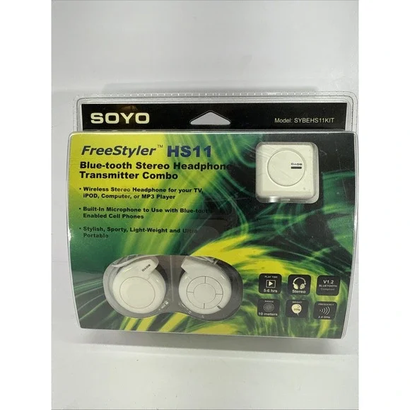 SOYO FreeStyler ✨HS11 Wireless Bluetooth Stereo Headphone Transmitter Combo✨NIB