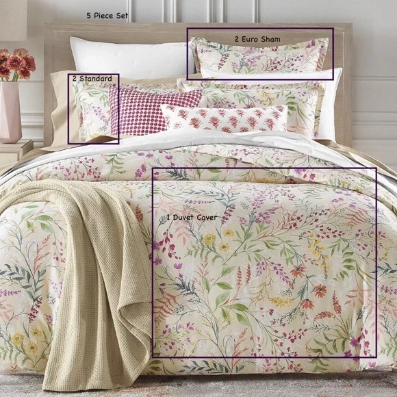 NIB $455 Sky [ 5 Piece Set ] Sky Autumn Posies Duvet Cover Set + Shams‎